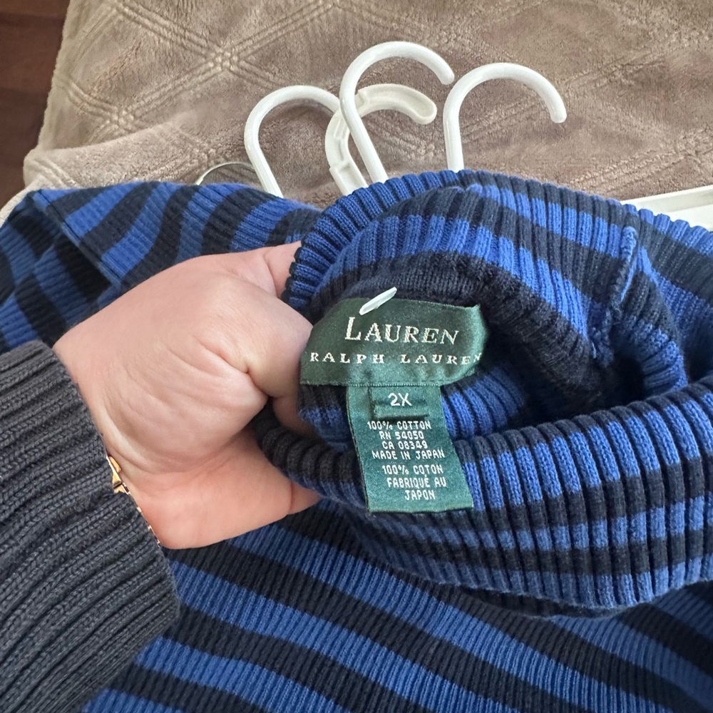 Lauren Ralph Lauren Blue and Black Striped‎ Turtleneck - Picture 2 of 4